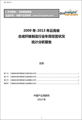 2009-2013年云南省合成纤维制造行业经营状况分析年报